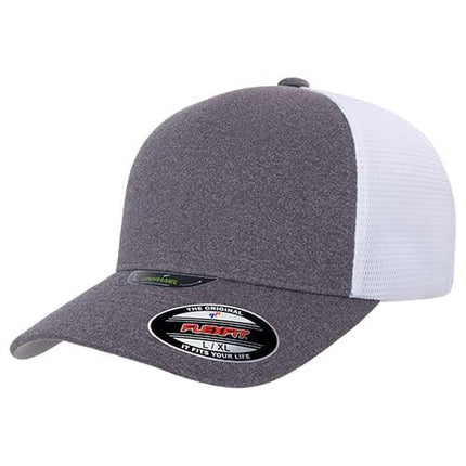 Flexfit Unisex's Unipanel Trucker Cap Baseball, Melange Heather/White, S-M
