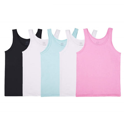 Fruit of The Loom Girls' Undershirts (Camis & Tanks), Tank - 5 Pack - Assorted, Large