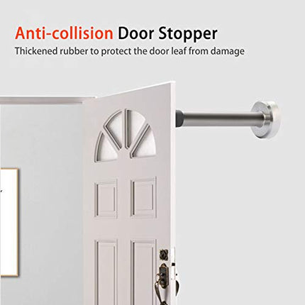Long Doorstops, 10 Inch Stainless Steel Stopper with Mute Rubber Tip, Anti-Collision Resistance Catch Holder, Floor Wall Protector for Home Office - 1 Pack Silver