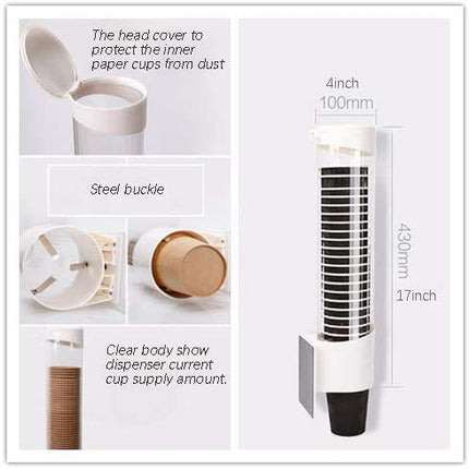 HKeeper Large Disposable Cup Holder Wall Mounted,Cup Dispenser, Paper or Plastic Cup Organizer, Including Magnet for fix (L is Suitable for 8-14 Ounce Cups)