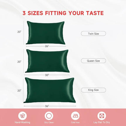 THXSILK 100% Pure Mulberry Silk Pillowcase for Hair and Skin, 6A Grade 22 Momme Silk Pillow Case Queen Size 20"x30", Real Silk Pillowcase with Zipper, Anti Aging Acne Free (Emerald Green)