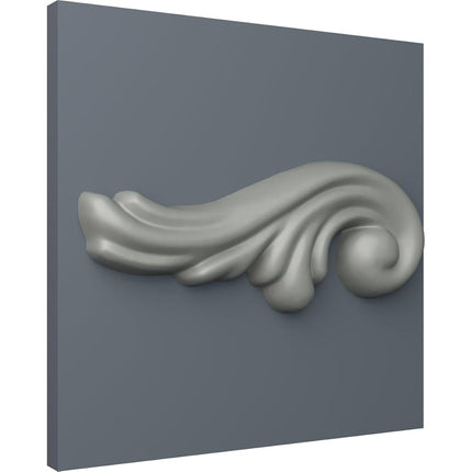 Ekena ONL03X01WA-L 3 W x 1 5/8" H x 1/4" P Wakefield Leaf Scroll Onlay, Left, Primed