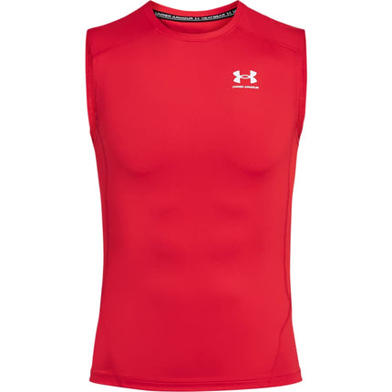 Under Armour Men's HeatGear Compression Sleeveless T-Shirt, Red (600)/White, 4XL