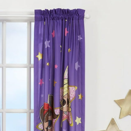 LOL Surprise! Cortinas para Ventana de Habitación Infantil, Set de 2 Paneles, 160 cm de Largo, Morado