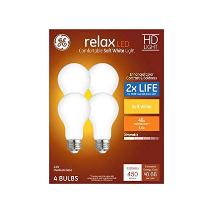 GE Relax 4-Pack 40 W Equivalent Dimmable Soft Whit