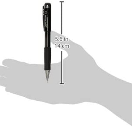 Pentel Twist Erase 0.5 mm (punta fina) - Twist Erase III - Mina Super Hi-polymer HB precargada - Barril negro - Paquete de 3
