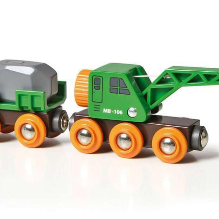 BRIO World Clever Crane Wagon for Kids Age 3 Years Up - Wooden Railway Train Accessories and Add Ons