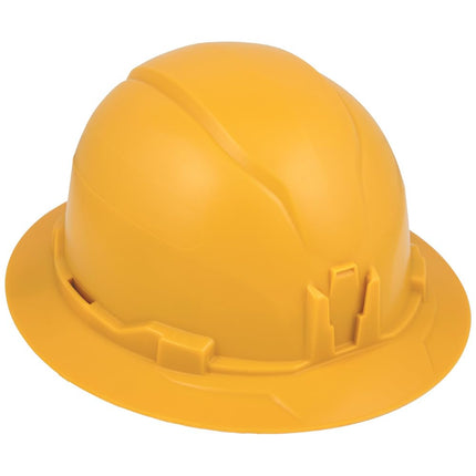 Klein Tools 60489 Hard Hat, Non-Vented Full Brim Style, Padded Self-Wicking Odor-Resistant Sweatband, Tested up to 20kV, Yellow