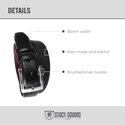 Stacy Adam's Leather Dress Belt for Dickinson Oxford, Suits, Pants, Classic, Formal, Business, Work, Smooth Edge, Croco, Black, 34