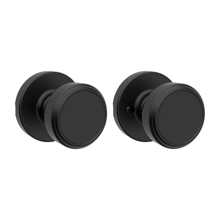 Kwikset Maven Interior Door Handle for Closet and Hallway, Round, Non-Lockable, Matte Black, with Microban Protection