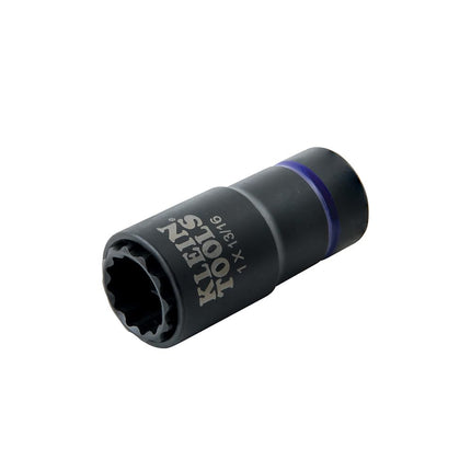 Klein Tools 66015 2-in-1 Impact Socket with 12-Point Deep Sockets, Coaxial Spring Loaded in 1- and 13/16-Inch Sizes