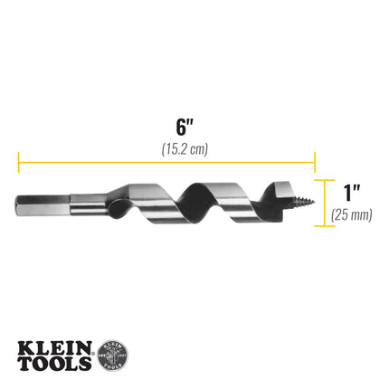 Klein Tools 53406 1-Inch Bit by 4-Inch Twist Length Ship-Auger Bit with Screw Point