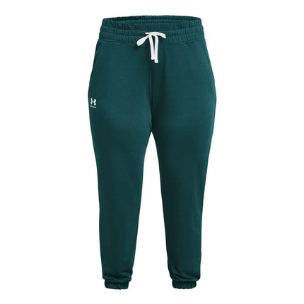 Under Armour Pantalón de chándal de rizo Rival para mujer, (716) Tourmaline Teal / / White, 2X