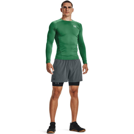 Under Armour Men's HeatGear Compression Long-Sleeve T-Shirt, Team Kelly Green (305)/White, S
