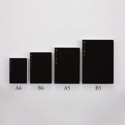 Nitoms S4123 STALOGY Notebook, 1/2 Leather, B6, Squared, Black