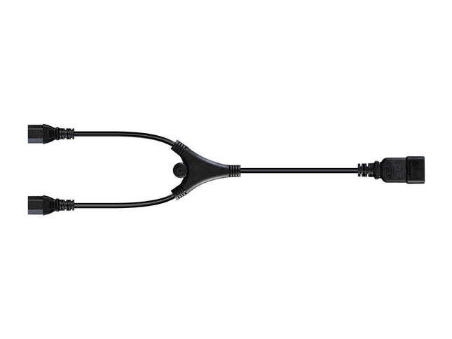 Monoprice Heavy Duty Splitter Power Cord - 2 Feet - Black | IEC 60320 C20 to 2X IEC 60320 C13, 14AWG, 15A, SJTW, 100-250V
