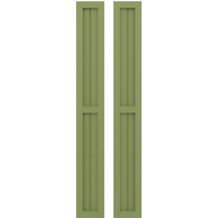 Ekena Millwork ARW101BF207X35MGH Americraft Exterior Real Wood Two Equal Panel Framed Board-n-Batten Shutters (Per Pair), 7"W x 35"H, Moss Green