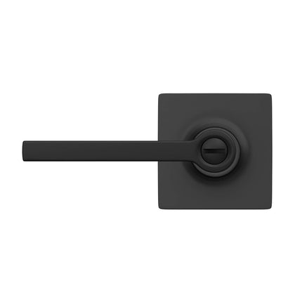 Lock Scout Straight Lever with Square Trim Bedroom and Bathroom Door Handle, Matte Black Finish