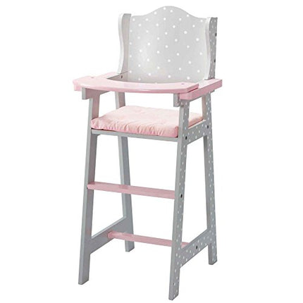 Olivia’s Little World Polka Dot Princess Baby Doll High Chair with Tray, Grey