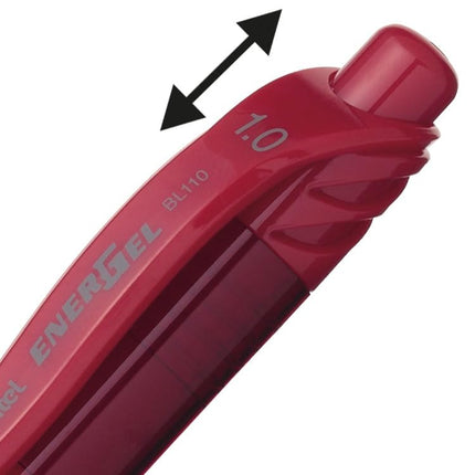 Pentel BL110-BX 1.0 mm Energel Retractable Gel Rollerball Pen - Red (Pack of 12)