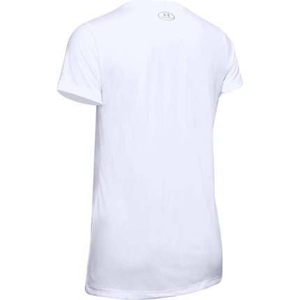 Under Armour Women's Tech V-Neck Twist Short-Sleeve T-Shirt, White/Metallic Silver, X-Small