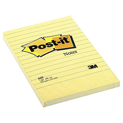 Post-it Super Sticky Notes, 4x6 in, 5 Pads, 2X The Sticking Power, Canary Yellow, Recyclable (660-5SSCY)