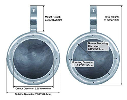Pair Rockville MAC65B 6.5" Aluminum Wakeboard Tower Speaker Pod Enclosures, Black