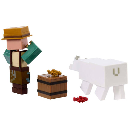 Mattel Minecraft Figuras de Acción y Accesorios Paquetes de 2, Escala de 3.25 Pulgadas con Diseño Pixelado, Set de Juguetes Coleccionables (Los Personajes Pueden Variar)