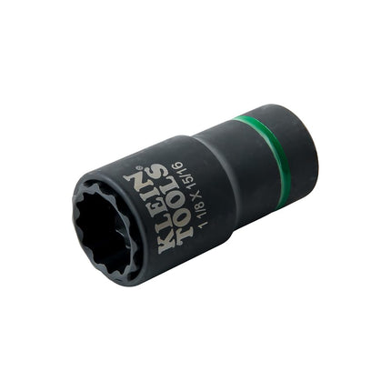 Klein Tools 66016 2-in-1 Impact Socket with 12-Point Deep Sockets, Coaxial Spring Loaded in 1-1/8 and 15/16-Inch Sizes