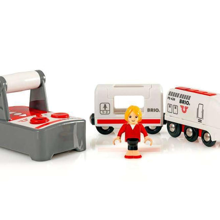BRIO World Remote Control Travel Train – RC Toy Passenger Train, Compatible with BRIO World Wooden Railway Track & Sets, Add-On Accessory for Kids 3 Years and Up