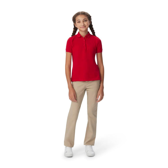 French Toast Pantalon droit en sergé extensible à taille ajustable pour fille (tailles standard et grande taille), Kaki, 20 Plus