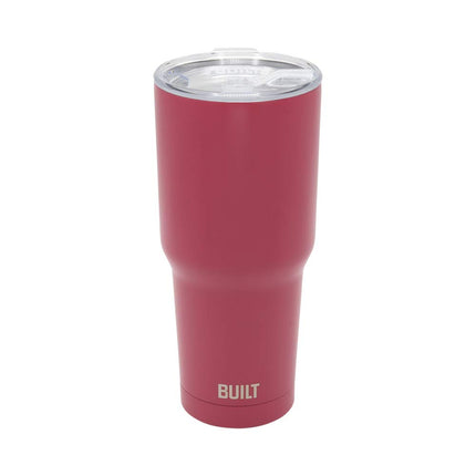 BUILT Double Walled Stainless Steel Tumbler Set with Replacement Lid, 2 Reusable Tritan Wire Straw Cleaning Brush in Gift Box, 1 Count (Pack of 1), Burgundy