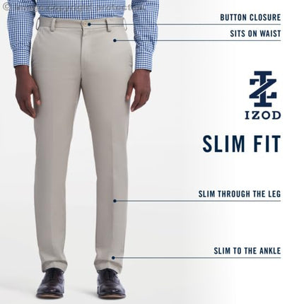 Pantalones Izod American Chino de corte recto y ajuste entallado para hombre, caqui, 36W x 29L