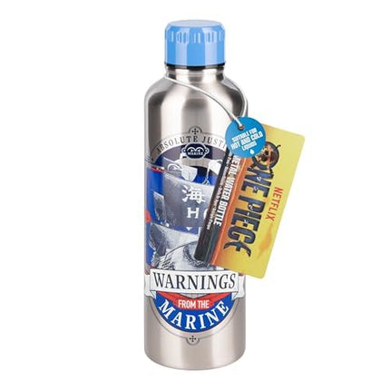 Paladone One Piece Marines Stainless Steel Water Bottle with Screw-Top Lid 500 ml, Officially Licensed for Anime Fans, Pop Culture Merchandise