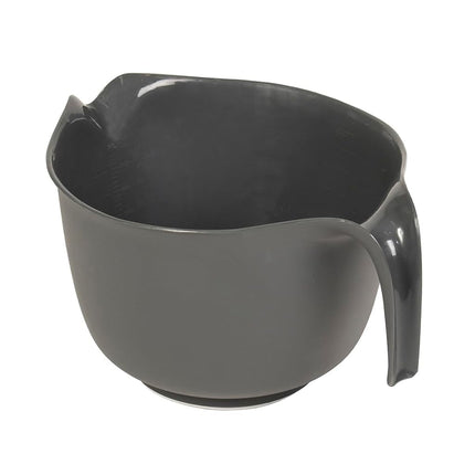 Glad Mixing Bowl with Handle – 3 Quart | Heavy Duty Plastic with Pour Spout and Non-Slip Base | Dishwasher Safe Kitchen Supplies for Cooking and Baking, Grey