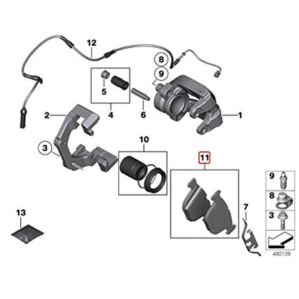 Bosch BP1042 QuietCast Premium Semi-Metallic Disc Brake Pad Set For: BMW 525i, 528i, 528i xDrive, 528xi, 530i, 530xi, 535i xDrive, 535xi, X5, X6, Rear