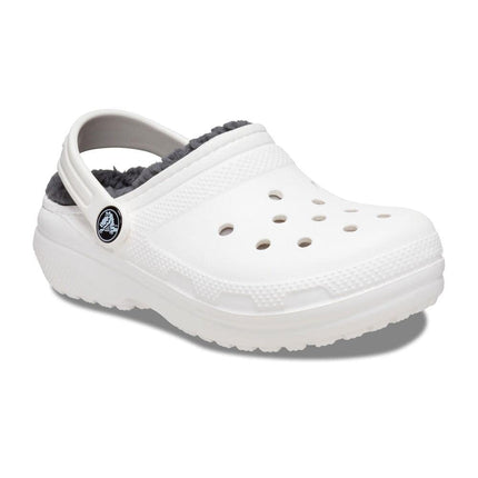 Crocs Kids Clogs, Classic Lined Clog K, White/Grey,3 UK