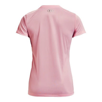 Under Armour Women's Tech V-Neck Short-Sleeve T-Shirt, (647) Prime Pink / / Metallic Silver, X-Small