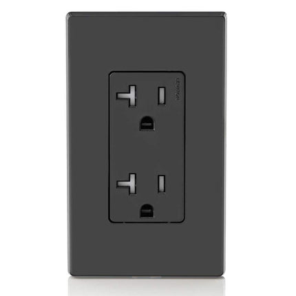 Leviton T5825-E 20 Amp, Tamper- Resistant, Decora Duplex Receptacle, Residential Grade, Black