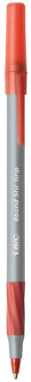 Bolígrafo BIC Round Stic Grip Xtra Comfort, punto mediano (1.2 mm), rojo, 12 unidades