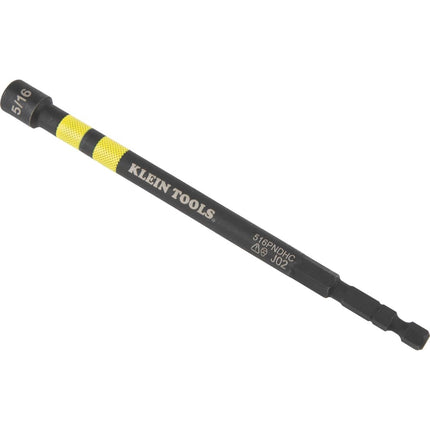 Klein Tools 516PNDHC 5/16-Inch Magnetic Color-Coded Power Nut Driver, SAE, Impact-Rated Hollow Nut Driver with 5-Inch Extended Reach Shaft