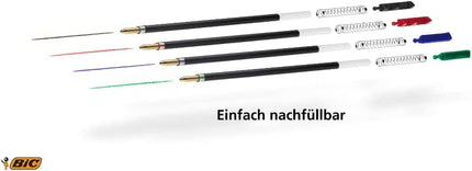 BIC 4 Colours Pro Multicoloured Pens, Retractable, Refillable, Pack of 12