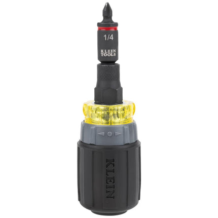 Klein Tools 32561HDRT KNECT 7-in-1 Ratcheting Screwdriver, Impact Rated, Stubby with Phillips, Slotted Bits, 3 Nut Drivers, Adapter, 7-Piece