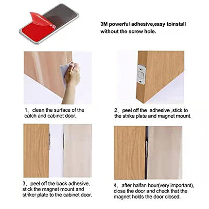 Mousike Magnetic Door Catch Ultra Thin Cabinet Magnets Stainless Steel Drawer Magnet Catch for Sliding Door Closure Kitchen Cabinet Cupboard Closet Closer (Black-16Pack)