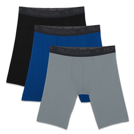 Fruit of the Loom Men's Breathable Underwear, Long Leg Boxer Brief - Micro Mesh 3 Pack, M UK