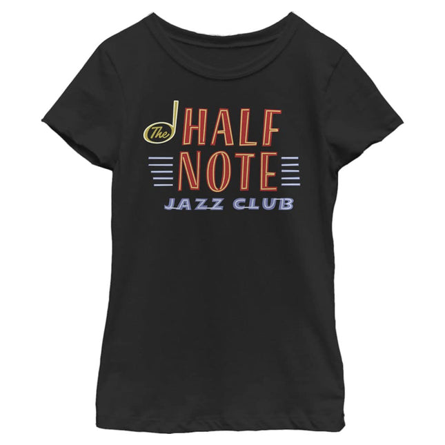 Disney Girl's Little, Big Half Note Neon T-Shirt, Black, Large