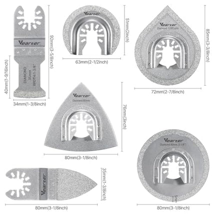 Vearter 6PCS Diamond Oscillating Saw Blades Kit, for Grit Grout Removal