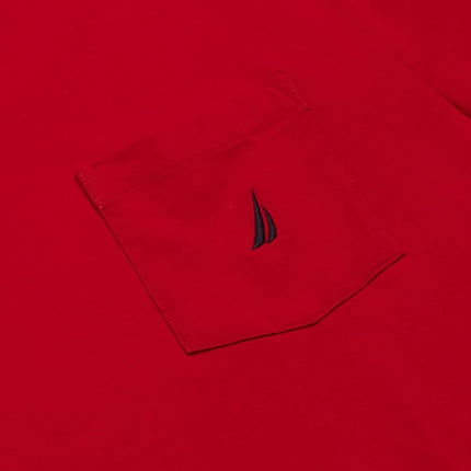 Nautica Men's Solid Crew Neck Short-Sleeve Pocket T-Shirt Red, XXXL Tall