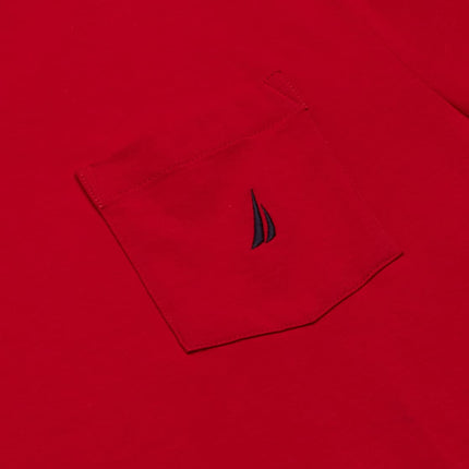 Nautica Men's Solid Crew Neck Short-Sleeve Pocket T-Shirt Red, XXXL Tall