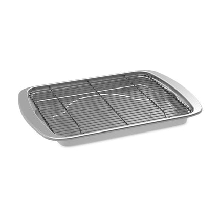 Nordic Ware Oven Crisp Baking Tray, Aluminium Crisping Tray with Carbon Steel Rack, Premium Bakeware Made in the USA, Silver, L 15.6" x W 11.6" x H 1.6"